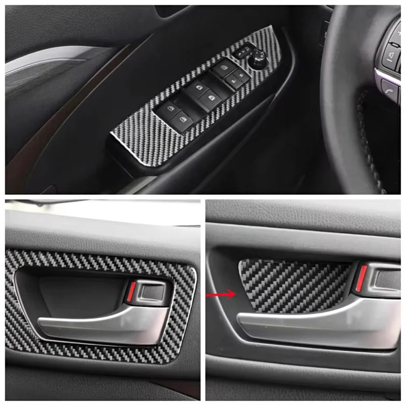 

Carbon Fiber Car Inner Door Bowl Cover Windows Control Panel Trim Strips Stickers For Toyota Highlander Car Interior Accessories