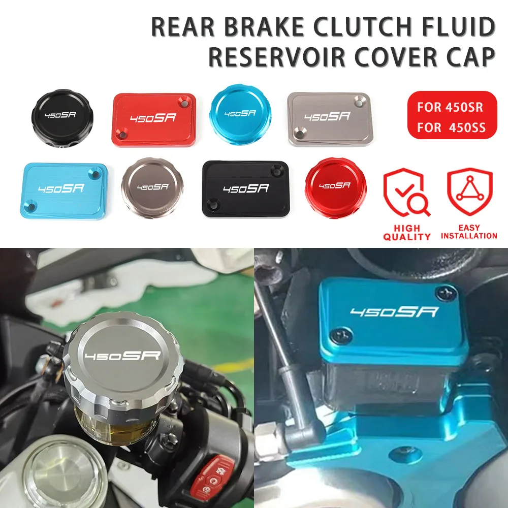 

FOR CFMOTO CF MOTO 450SR 450 SR 2022 2023 2024 Motorcycle Aluminum Front & Rear Brake Clutch Fluid Reservoir Cover Cap Protector