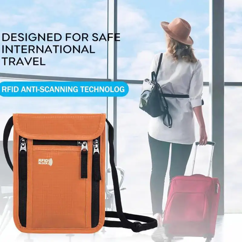 حقيبة سفر، محفظة للرقبة، حامل جواز سفر عائلي، حافظة منظمة مع محفظة جواز سفر RFID، حقيبة كروس للسفر #4