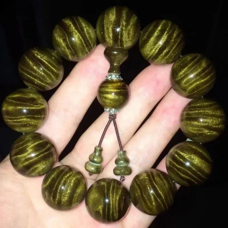 

Jinsinanmu Shady Chenmu Hand String Green Material Gentian Pattern Full Of Water Waves Sichuan Ebony 2.0 Buddha Bead Hand String