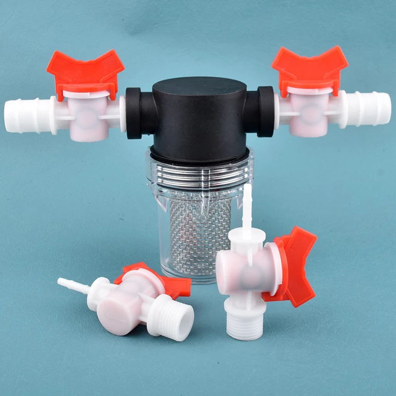 1/2'' To 4~20mm Garden Watering  Hose Filter Car Wash Irrigation Filter Aquarium Fish Tank Water Pump Strainer with Ball Valve