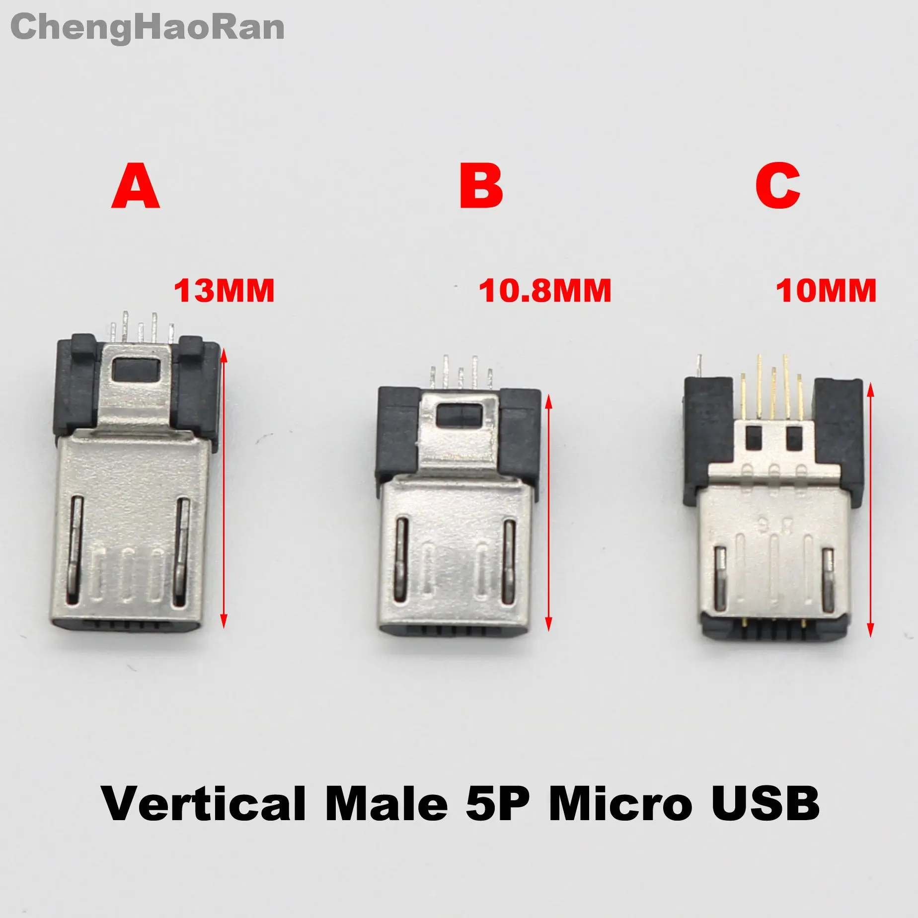 20pcs/lot 10-13MM Micro USB 5 Pin 5V 1.5A USB Male Connectors Micro USB Connector Jack Tail Male Plug Sockect Electric Terminals