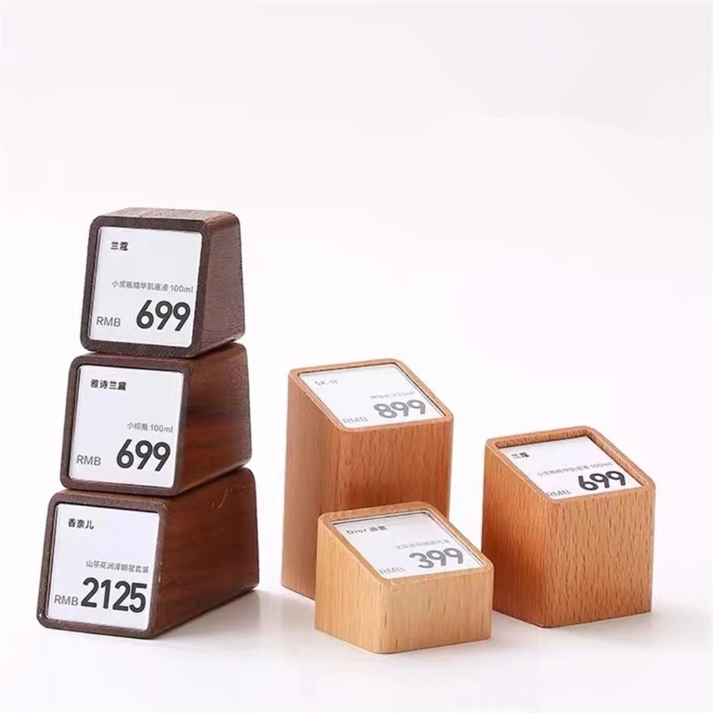 Acrylic Price Tag Paper Holder Display Stand Table Mini Price Cubes Jewelry Label Sign Watch Tag