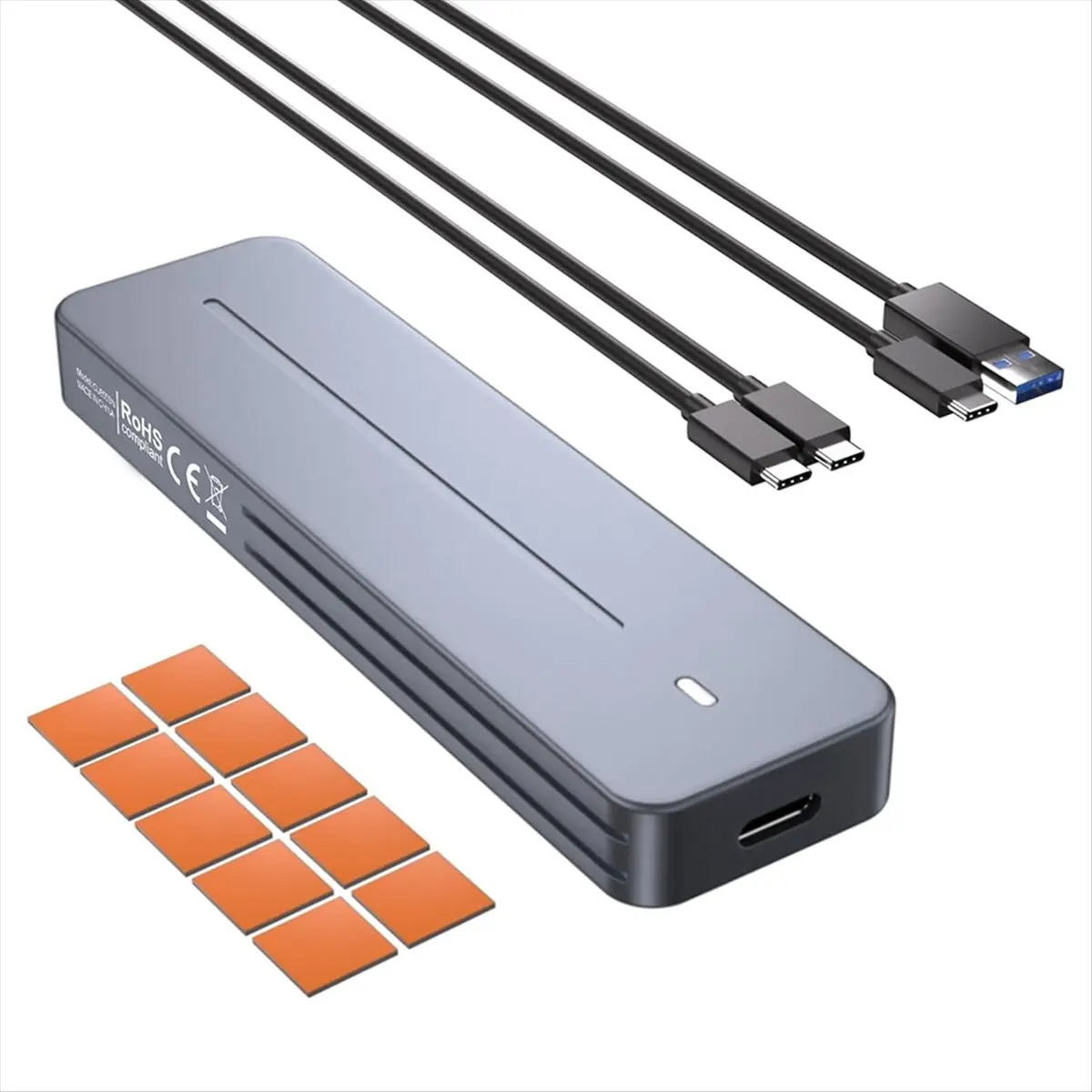 L73A NEW M.2 NVMe SATA SSD Enclosure, USB 3.1 10 Gbps M2 SSD Enclosure, Aluminium M2 SSD Adapter with Cooling Pad