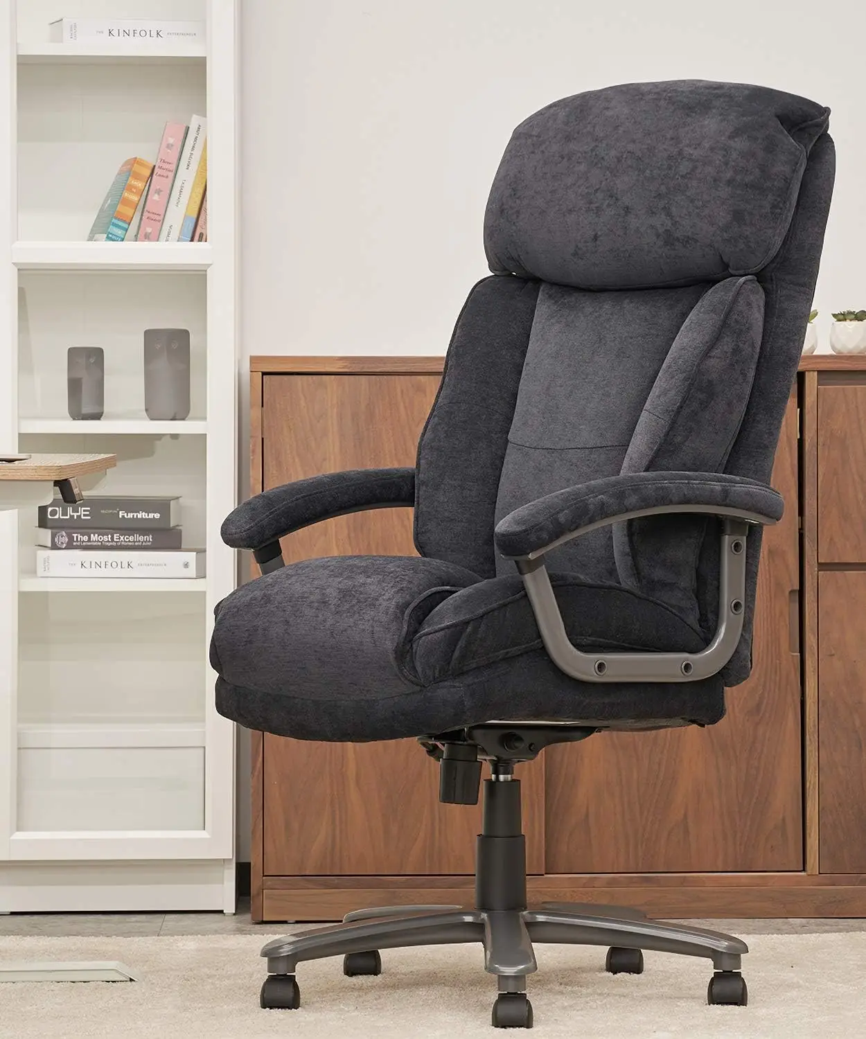 CLATINA Ergonomic Big and Tall Executive Office Chair with Upholstered Swivel 400lbs High Capacity Adjustable Height Thick