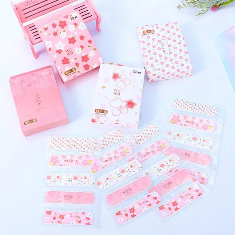 20 sztuk/pudło Kawaii plaster wodoodporny hemostazy plastry z gazą pierwsza pomoc w nagłych wypadkach naklejki dla dzieci dziecko dziecko słodkie Bandaids