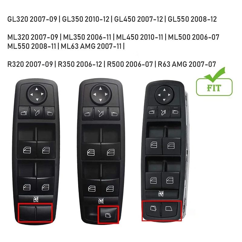 Car Window Switch Button Covers For Mercedes-Benz ML GL R Class W164 X164 W251 Power Window Master Switch Repair Button