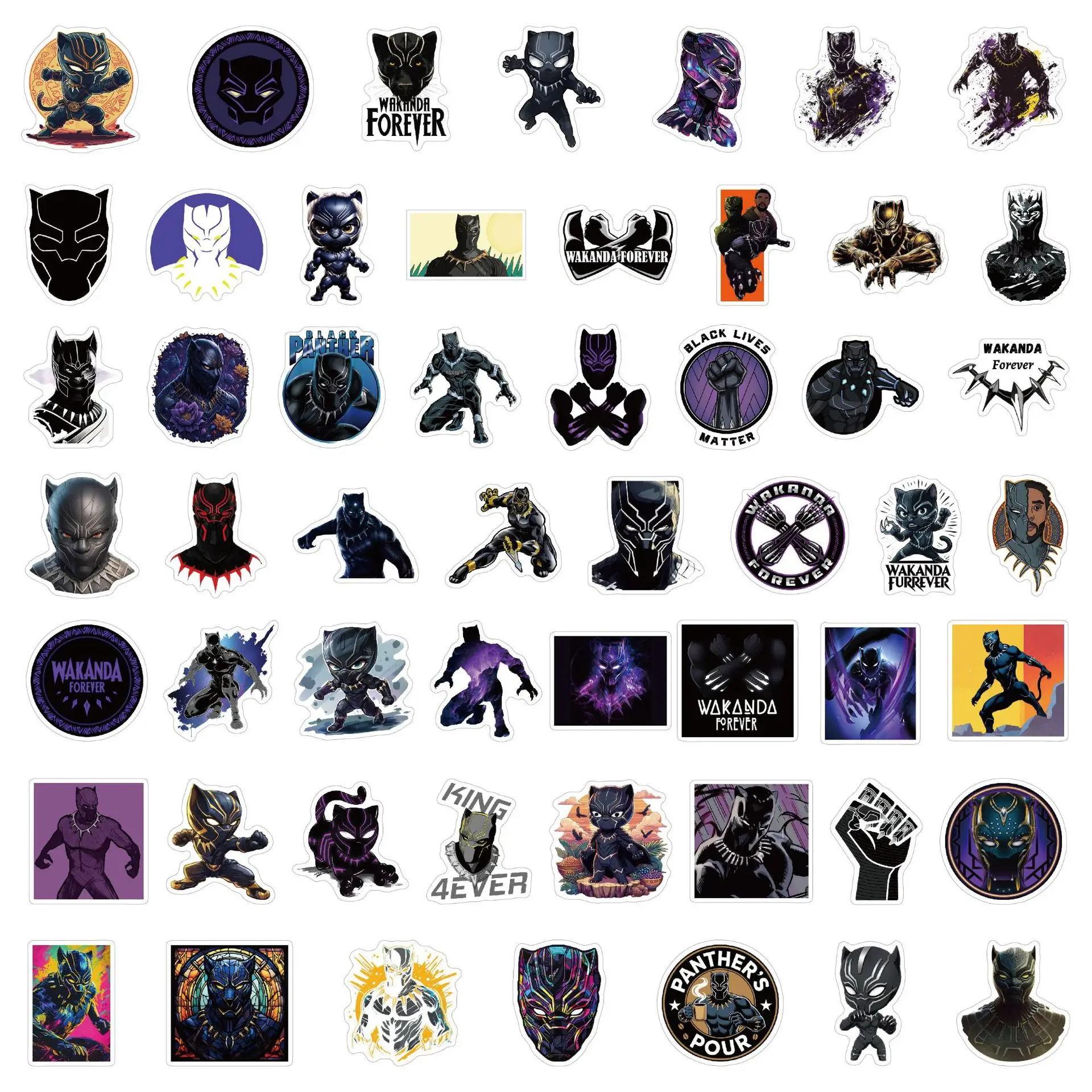 10/30/51 pçs dos desenhos animados marvel pantera negra adesivo diy decoração à prova dwaterproof água skate notebook graffiti brinquedo
