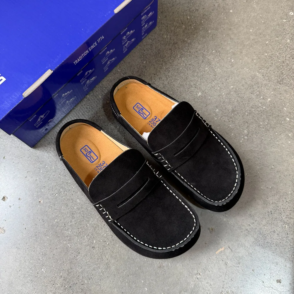 2027 Damen-Schuhe aus Rindsleder mit verstärkter Zehenpartie, halbem Schaft, für Frühling und Herbst, weiche Sohle, bequem, für den Alltag, lässige Retro-Müller-Schuhe. – Detail 3