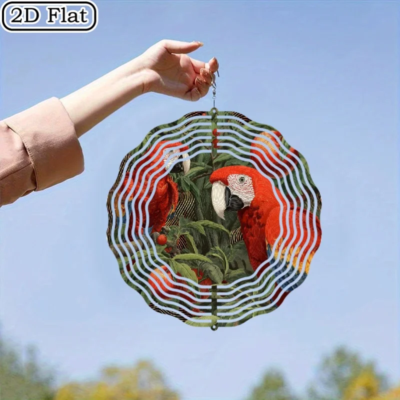 Metal Rotating Parrot Wind-Powered Decoration - An Electricity-free Outdoor/indoor Wind-driven Device Featuring Vibrant Red,Blue