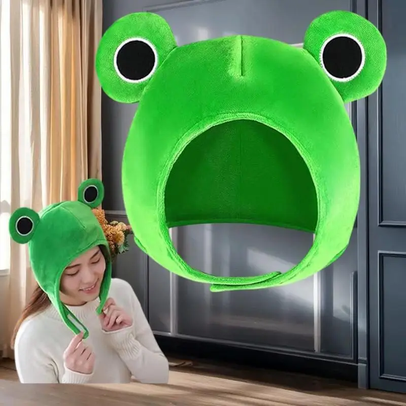 新着レディース グリーン カエル プリンス ハット: ハロウィンに最適なぬいぐるみアクセサリー