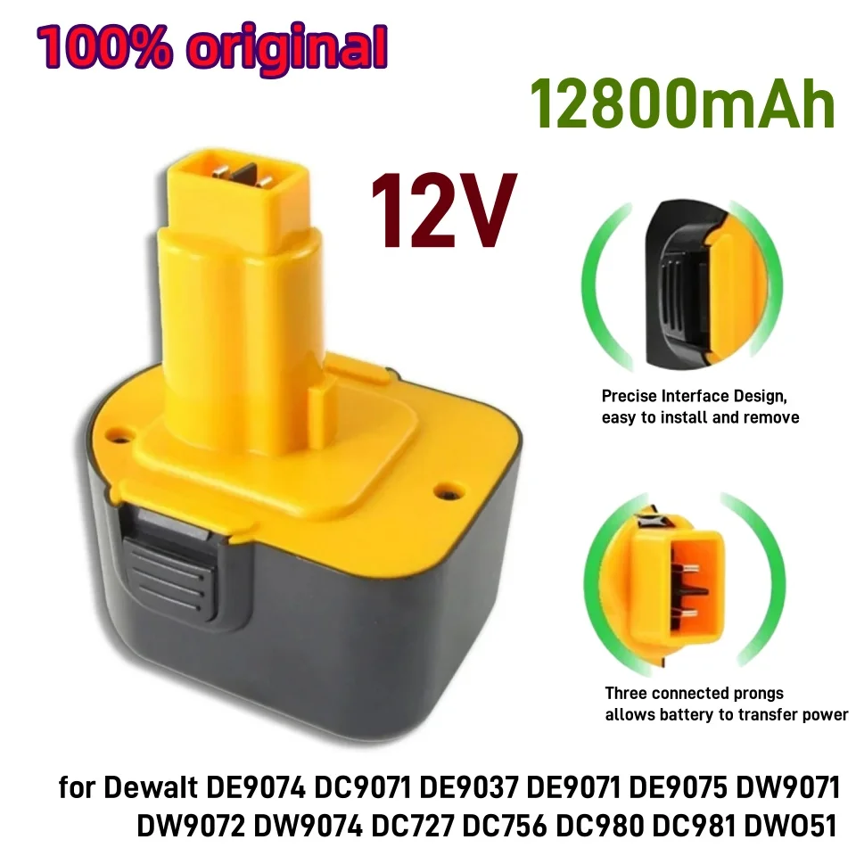 

Neue 12 В 12800 мАч Werkzeug akku для Dewalt DE9074 DC9071 DE9037 DE9071 DE9075 DW9071 DW9072 DW9074 DC727 DC756 DC980 DC981 DW051