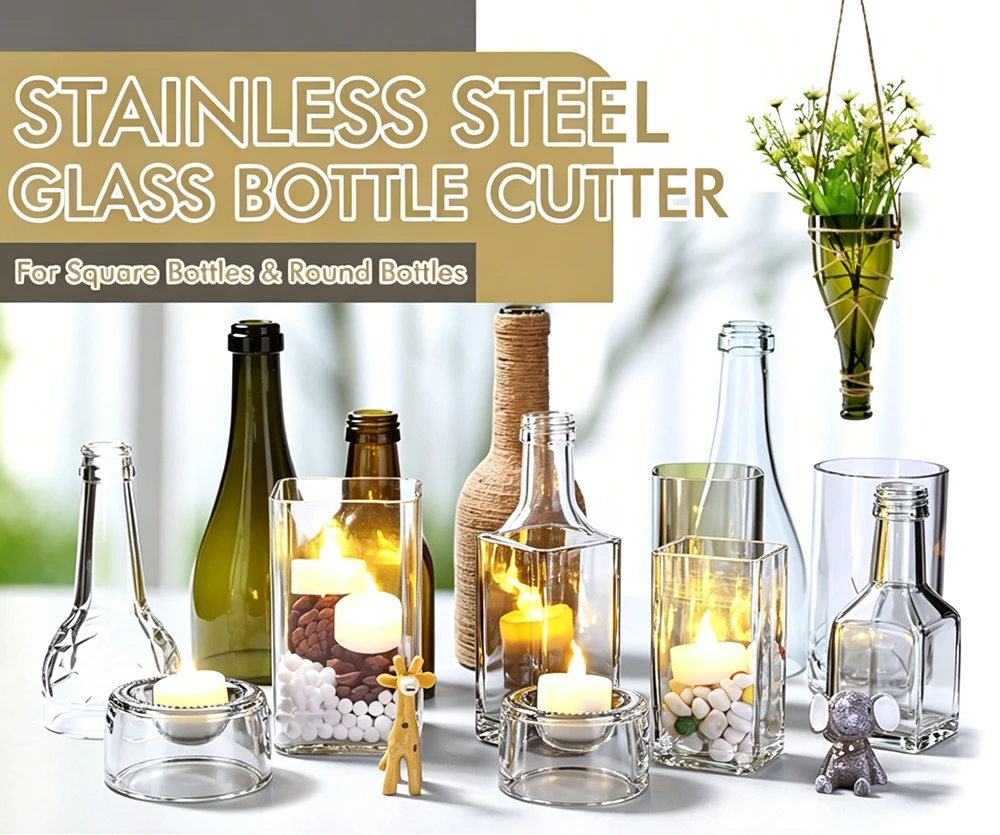 Glasflaschenschneider-Werkzeug DIY Quadratischer Runder Wein-Bier-Glasskulptur-Schneider Professionelle Bierglas-Schneidemaschine Flaschenhalter – Detail 1