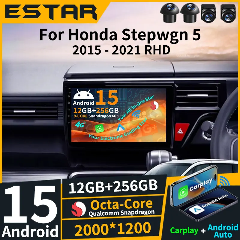 

Беспроводной Carplay Android 15 для Honda Stepwgn 5 2015-2021 RHD Мультимедиа GPS SWC DTS Навигация Стерео 360 Камера RDS DSP 2din
