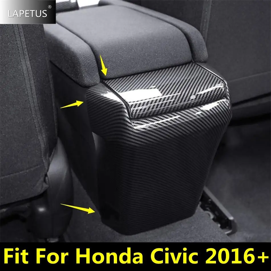 

Car Accessories Rear Armrest Storage Box Anti Kick Panel Protect Decoration Cover Trim For Honda Civic 2016 - 2020 Carbon Fiber