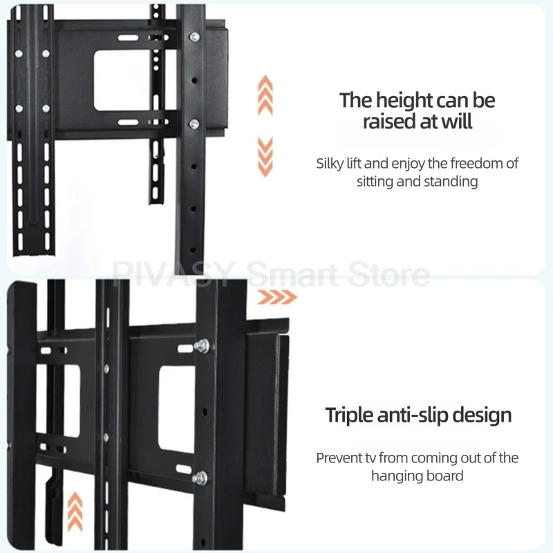 حامل تلفزيون متنقل الكل في واحد رف تلفزيون أرضي للمؤتمرات البث المباشر عربة عرض المحرك لحمل 32-70 بوصة من الفولاذ المدلفن على البارد 80 كجم