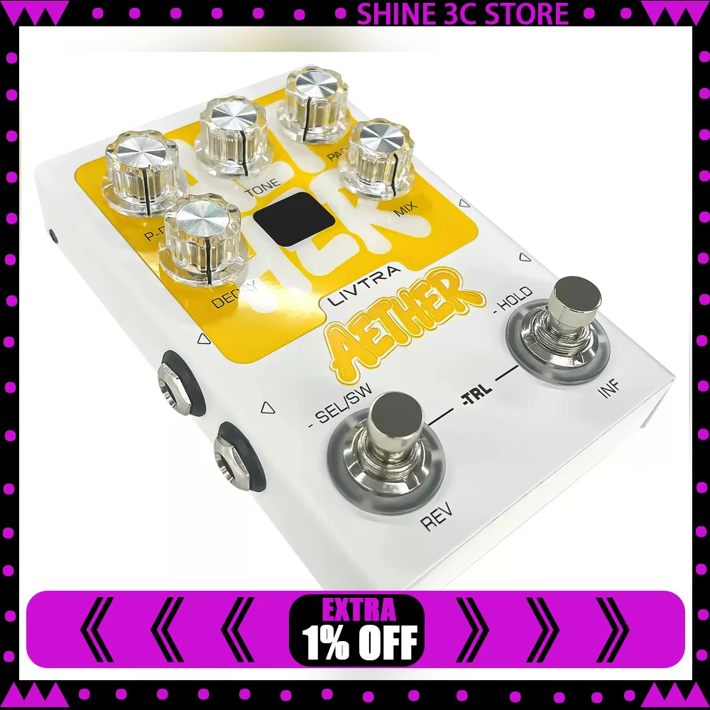 LIVTRA AETHER Stereo Reverb Guitar Effects Pedal 9 Algorithms Infinite Hold USB C Audio Interface For Gifts