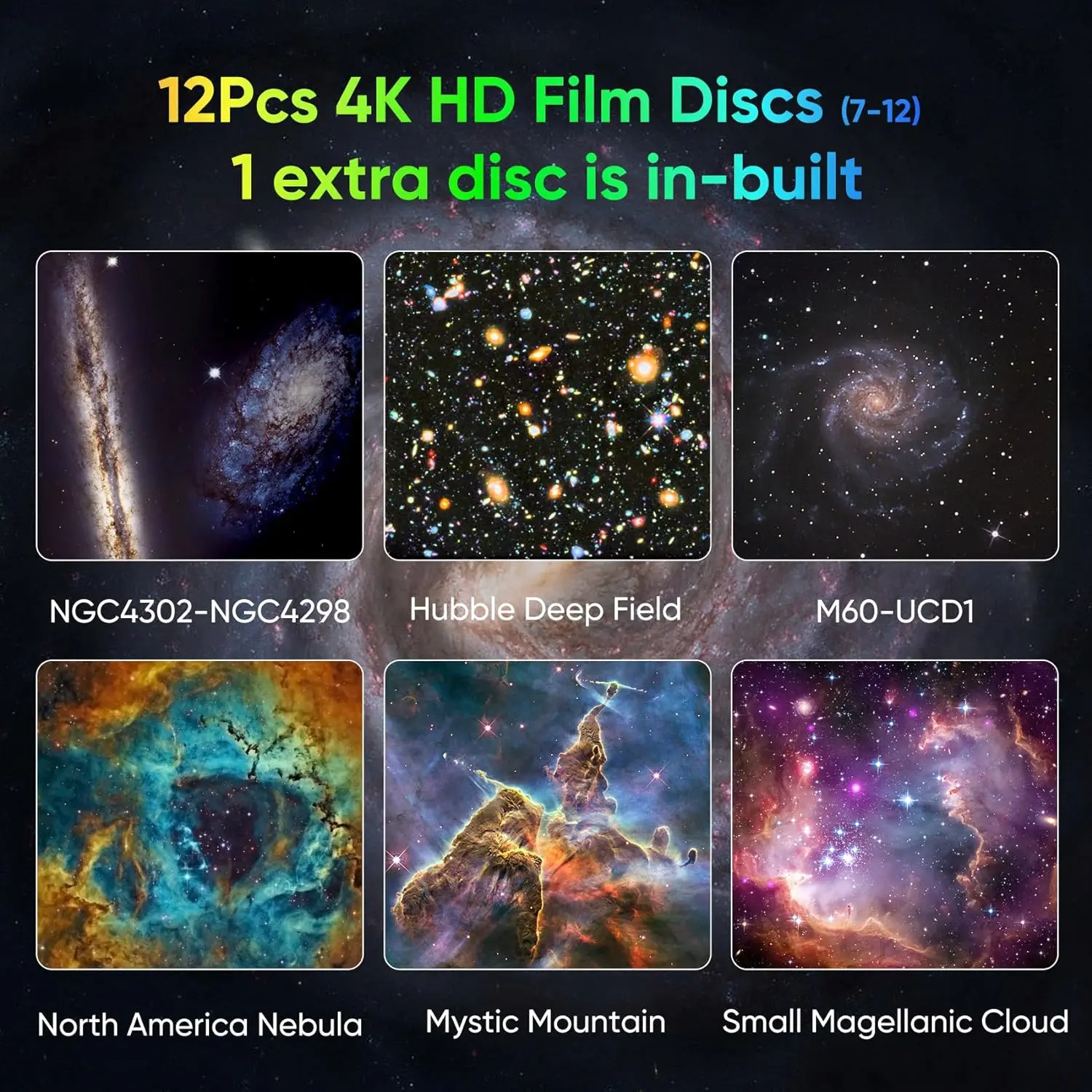 12 in 1 Cosmic Starry Sky Galaxy 4K HD Projector Night Light Decoration 360° Rotate Bedroom Romantic Lamp for Kids Adults Gift