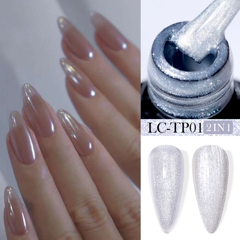 LILYCUTE Zilver Goud Effect Auroras Top Coat Gel Nagellak Vonkende Glitter Semi Permanent Geen Veeg Top Coat Nagelgel Vernis