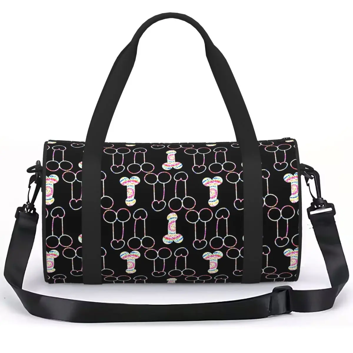 Tie Dye Penis Pattern Luggage Bag Multi-Functional Duffle Tote Bag Handbags Gym Bags Fitness Bag for Boys Girls