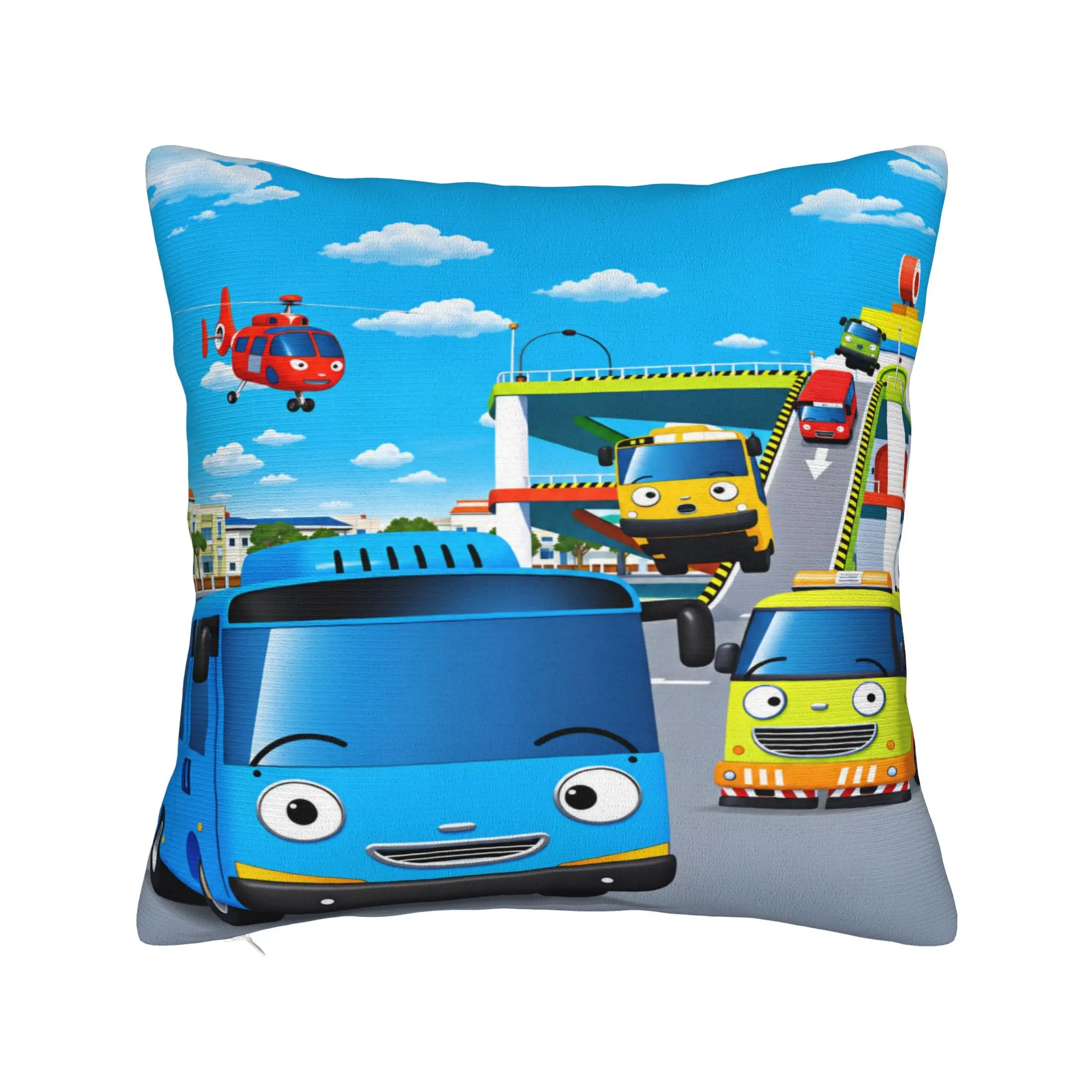 T-Tayo the L-Little Bus  Pillow Cover  Cute Funny Pillow Case For Sofa Home Decoration Comfy Cushion Cover Gift Idea