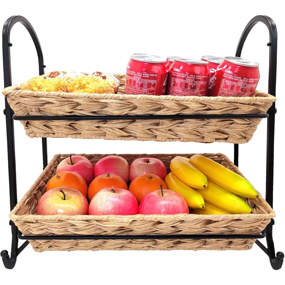 Stackable Rattan Snack Display Rack | Multi-Function Candy Organizer Shelf for Store & Home Use