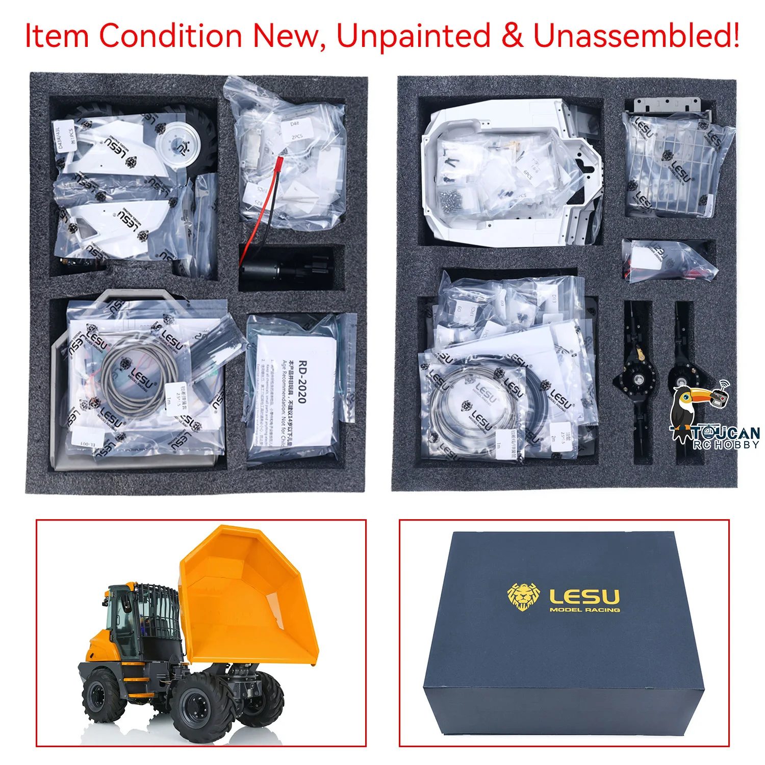 

4*4 LESU 6MDX RC Dumper Kits 1/14 Radio Control Hydraulic Articulated Dump Truck Light Sound Differential Lock Axles TH21517