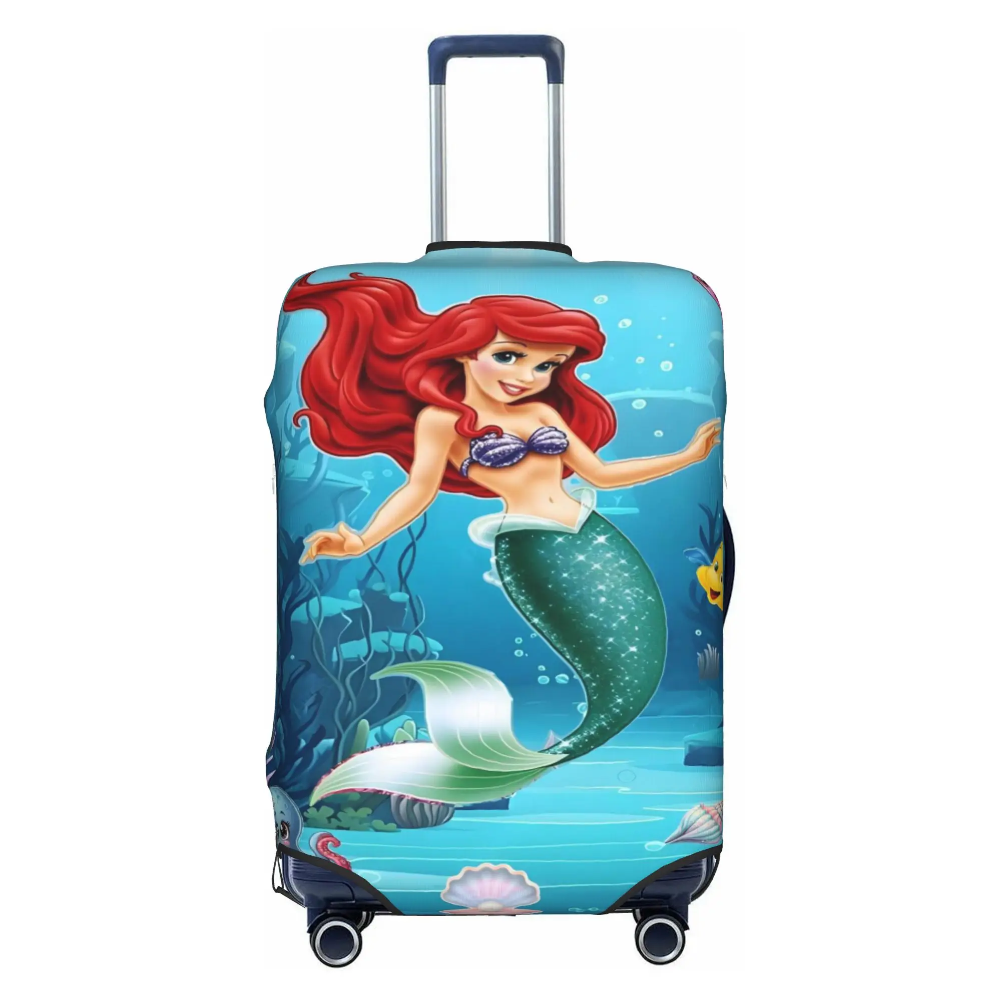 Custom The Little Mermaid Suitcase Cover Washable Fish Anime Luggage Protective Covers for 18-32 inch