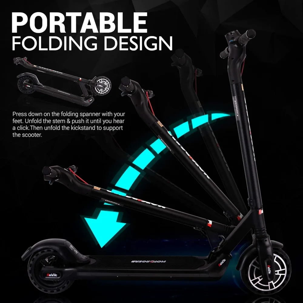 Scooter for Adults-300W Brushless Motor Foldable Commuter Scooter w/8.5 Inch Pneumatic Tires,3 Speed Up to 19MPH,18 Miles