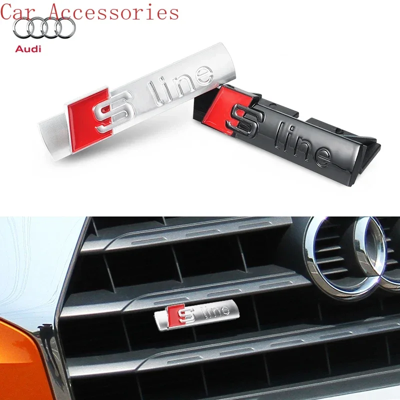 

1Pc S Line Logo Metal Auto Front Grille Badge Sticker Caps For Audi S3 S5 S1 S4 S2 S6 RS3 RS4 RS5 RS6 RS8 B8 B6 TT A2 A3 A4 A5