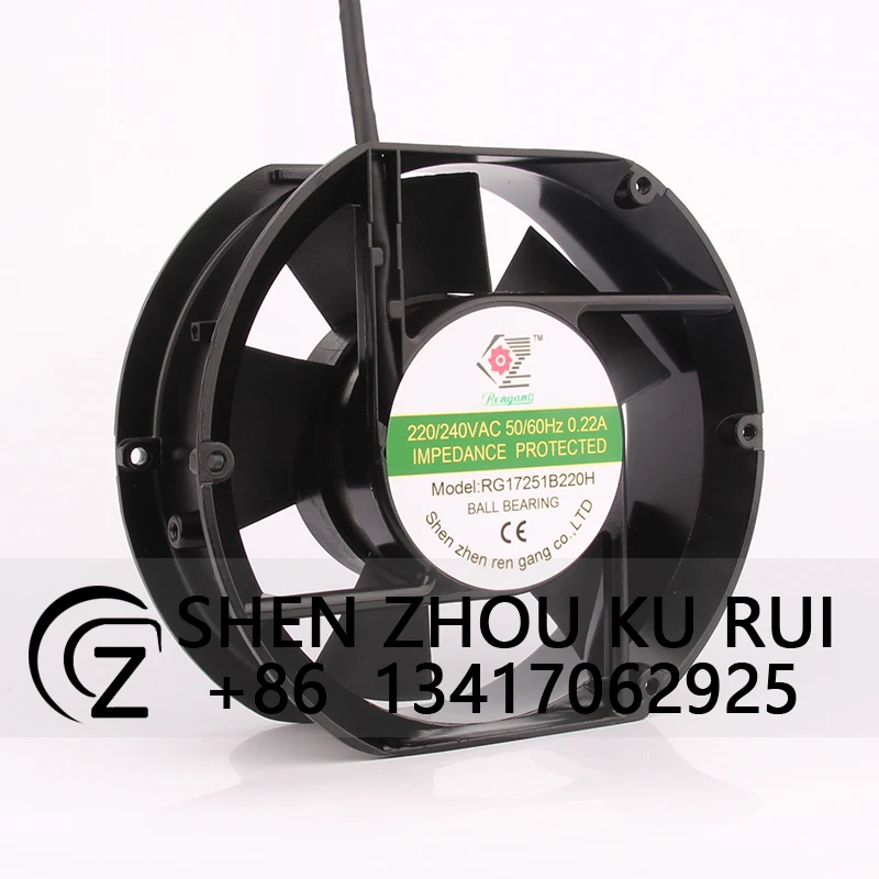 RG17251B220H Case Cooling Fan for RENGANG AC220V 0.22A DC EC 172X150X51MM 17CM 17251 Industrial Axial Flow Cabinet Ventilation