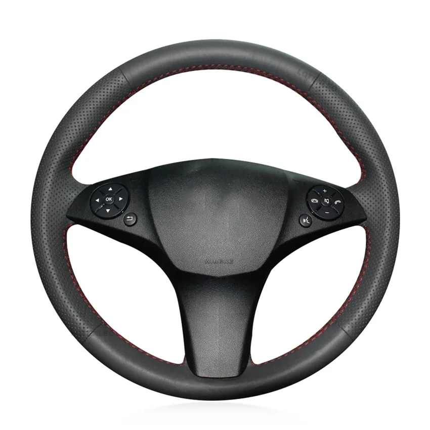 

Black Faux Leather Car Steering Wheel Cover for Mercedes Benz C-Class W204 2008-2011 GLK X204 2010-2012