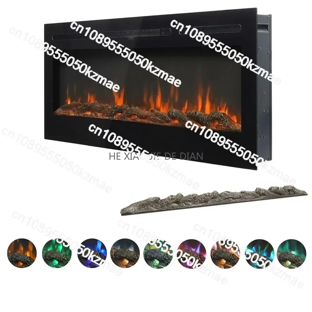 

Living Room Electric Fireplace Decorative Wood 3d Indoor Fire Prevention Hidden Wall Mounted Home Heating with Remote Control