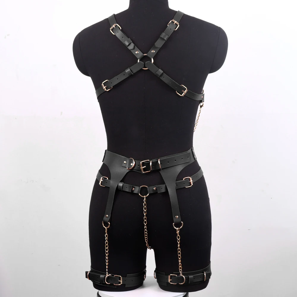 Women Sexy Pu Leather Leg Harness Bdsm Bondage Harness Thigh Garter Belt Gothic Fetish Clothing Garter Rave Exotic Accessorie