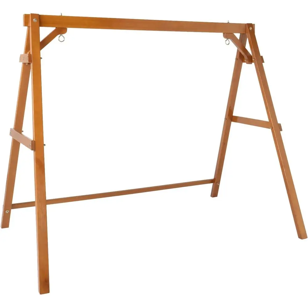 

5T Heavy Duty Wooden Porch Swing with Stability Bar and Upgraded Hanger - Brown