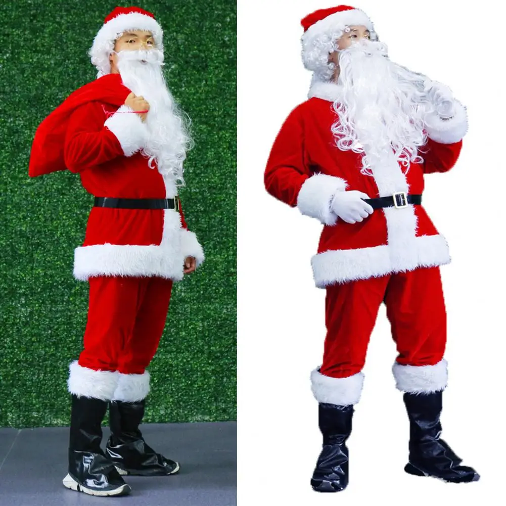 Christmas Party Costume Santa Claus Cosplay Costume Set for Christmas Performance Photography Outfit Including Top for Drama