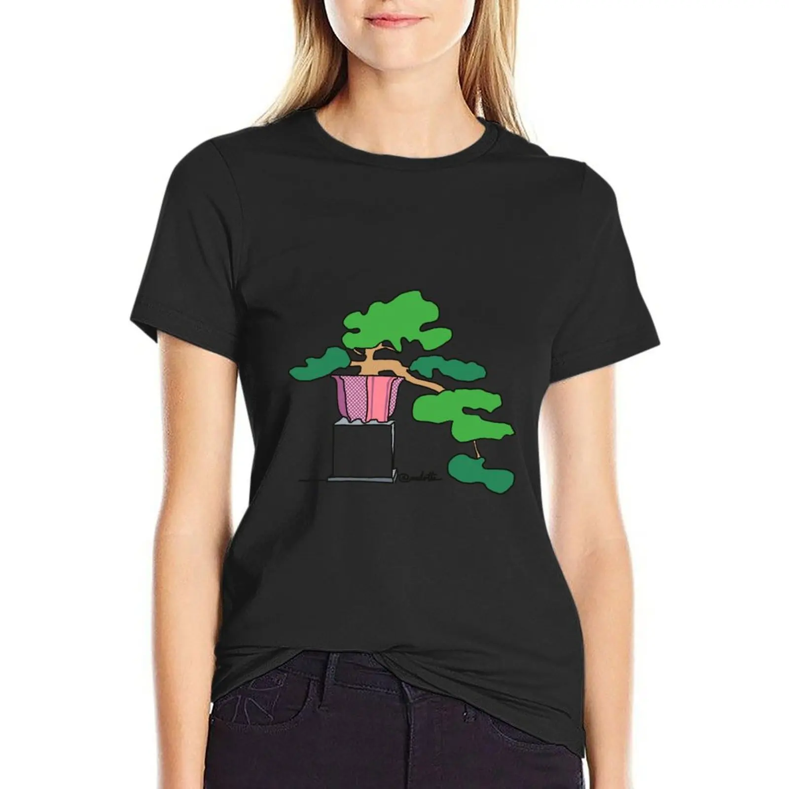 

Bonsai in pink pot T-Shirt sublime blanks animal print white t shirts for Women