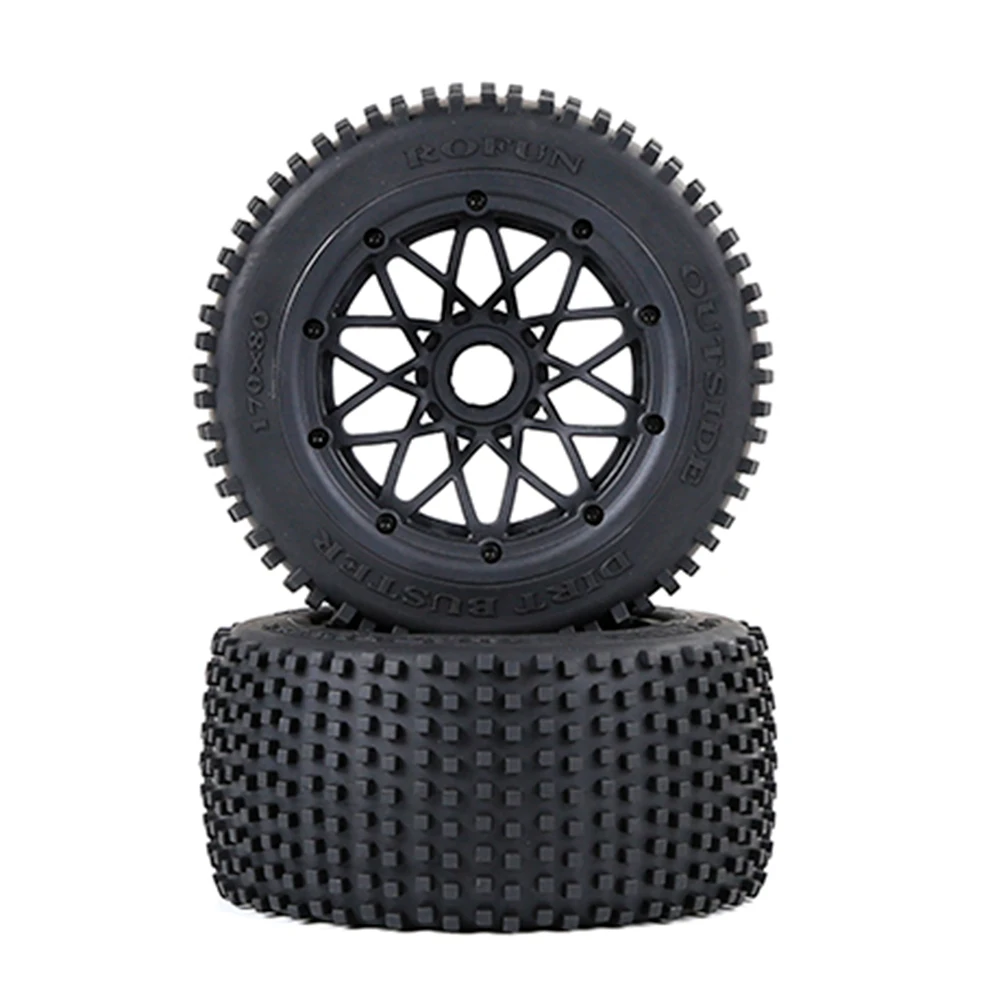 Off-Road Rear TYres ThiCkened Wheel Set for 1/5 HPI ROFUN ROVAN KM BAJA 5B Rc Car Parts,Black