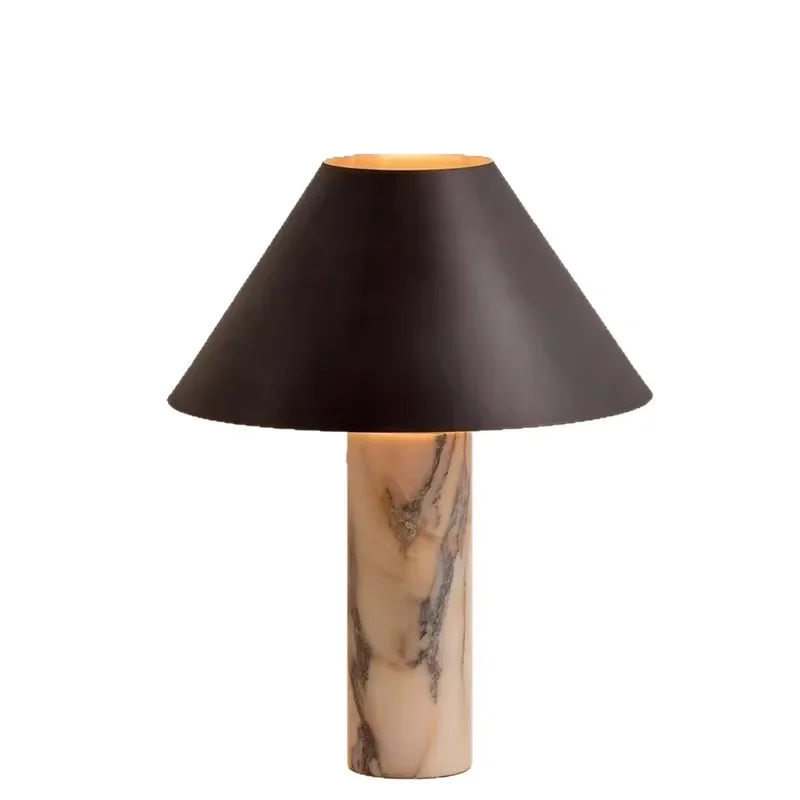 Nordic Modern Marble Table Lamp Simple Designer Bedside Light for Living Room Study Bedroom Wabi Sabi Style Home Decor