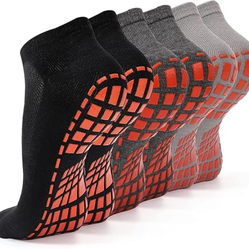 Non Slip Grip Socks Women Men Elderly Hospital Grippy Slipper Socks for Pilates Trampoline Medium Mesh Thin Yoga Floor Socks