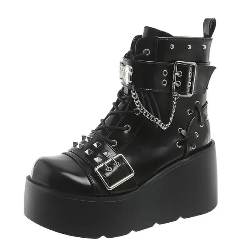 

9CM Women High Boots Cosplay Mid-calf Boots High Platform Wedges Boots Summer Autumn New Designer Gothic Shoes for Women Botas