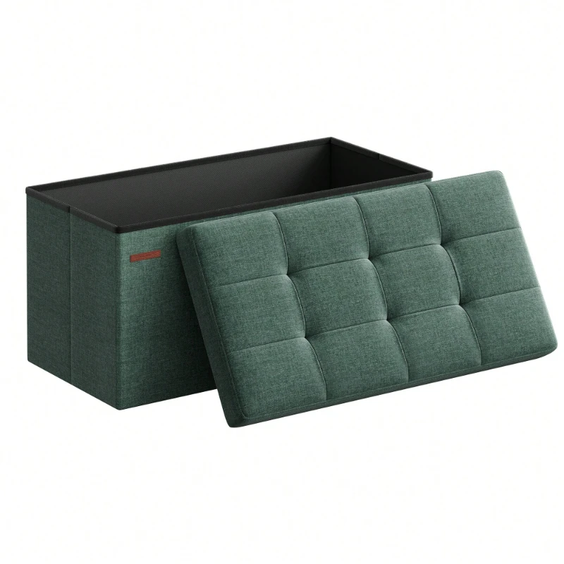 30 Inch Folding Storage Ottoman Bench Foot Rest Stool Chest for Bedroom green