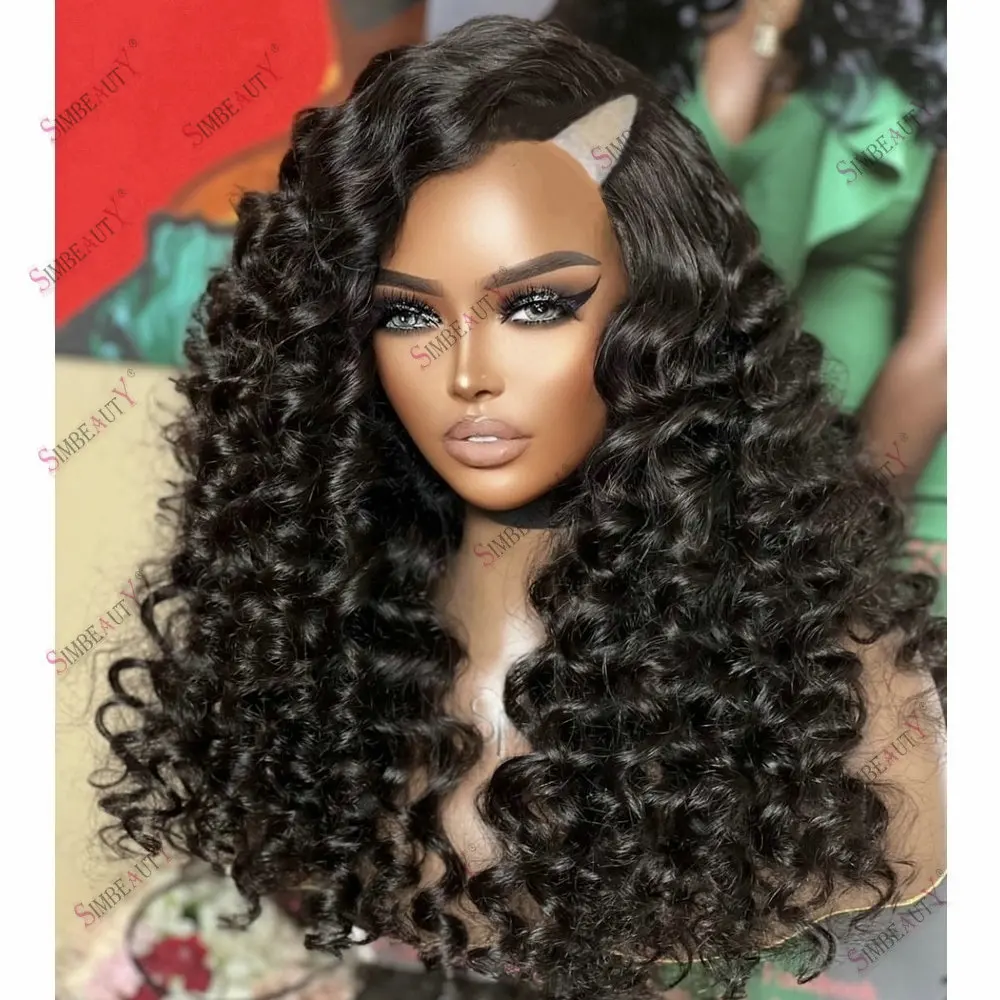 250 Density Indian Hair V Part Wig Human Hair for Black Women Easy Install Loose Deep Wave No Leave Out Glueless Adjustable Wig