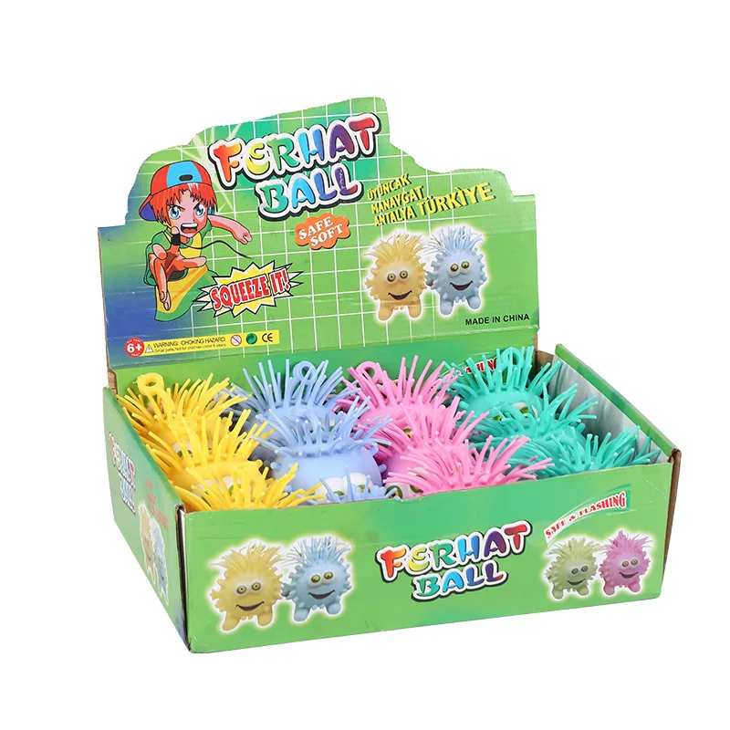 스퀴시 플래시 노벨티 파인애플 몬스터 스퀴즈 볼 재미있는 발광 과일 털공 감각 완구 어린이 스트레스 해소 장난감
