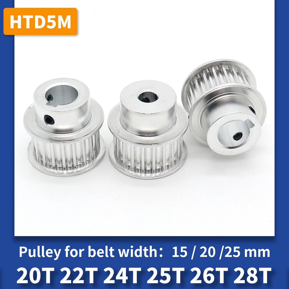 HTD5M Pulley Keyless 20T 22T 24T 25T 26T 28T HTD 5M Pulley Keyhole HTD5M Toothed Belt Pulley 15mm 20mm 25mm 5M Synchronous Wheel