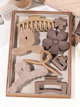 Kadınlar için 8 Adet Nötr Renkler Saç Klipleri 4.7 Inç Büyük Saç Pençe Ince Kalın Saçlar için, Büyük Mat Muz Klip, Güçlü Tutma çene klipsi