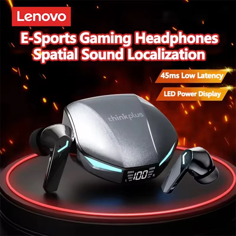 

Беспроводные наушники Lenovo XT53 Bluetooth V5.4 с LED-дисплеем заряда, игровые, водонепроницаемые, с защитой от пота, обновленные, 2026 Новинка