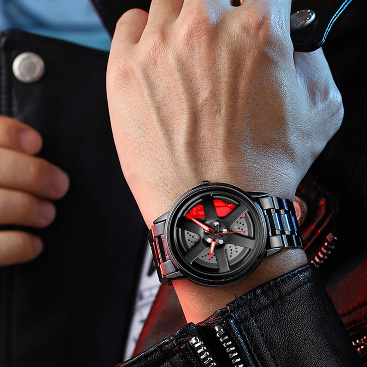 VA VA VOOM ساعة سيارة رياضية عصرية دوارة بحزام من الفولاذ المقاوم للصدأ 3Bar مقاومة للماء ساعات حركة كوارتز reloj hombre