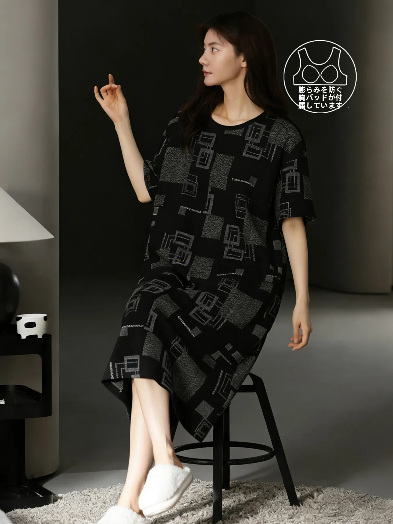 純綿スリープドレス女性スタイル夏ソフトコットンナイトガウン韓国語版ホーム服ミディスカート半袖