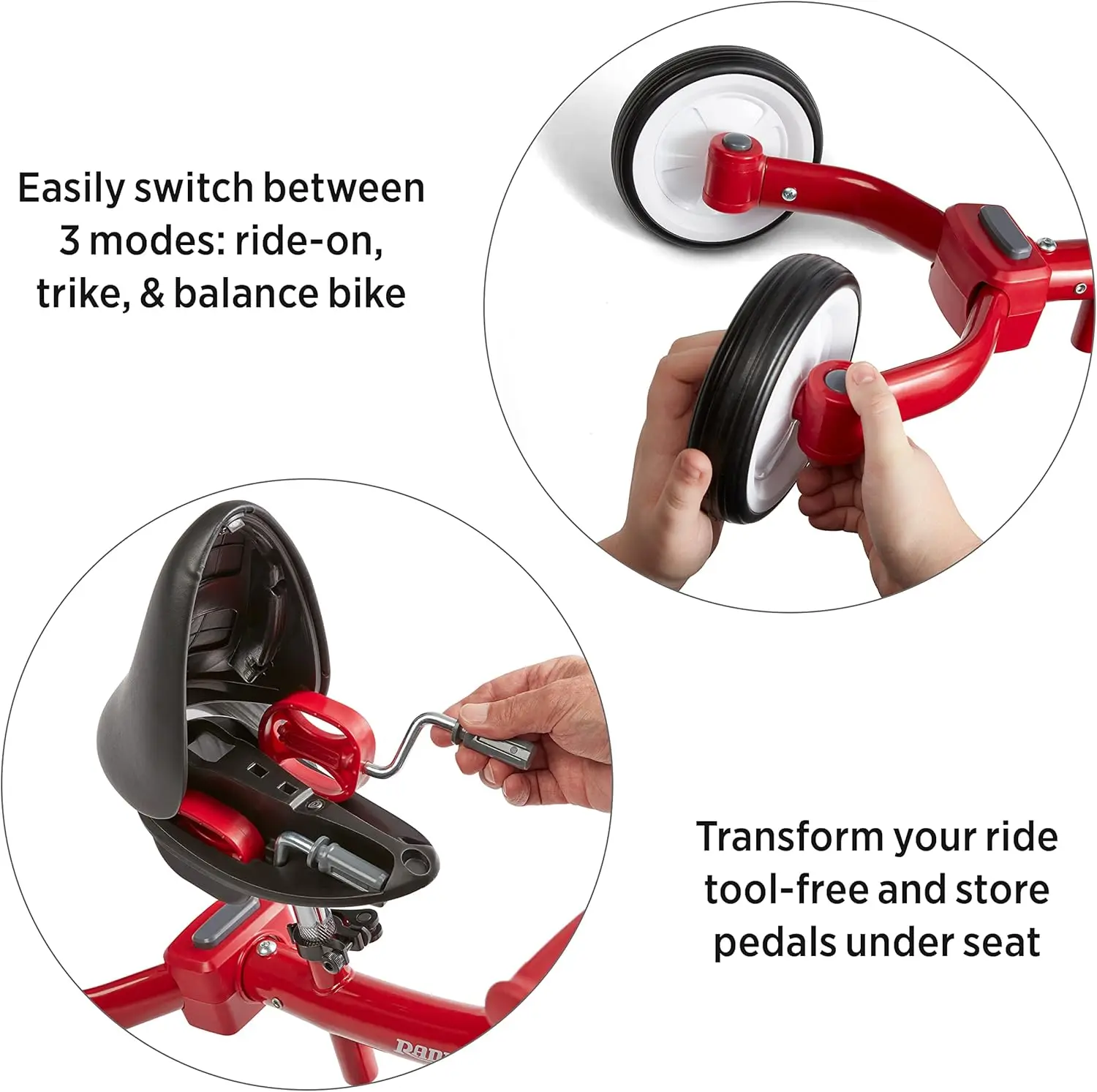 Trike Trike Trike dla małych dzieci, rowerek biegowy i jazda, w wieku 1-3 lat, duży, czerwony